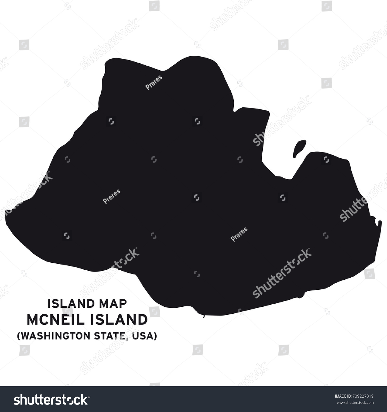 Island map of McNeil Island,Washington State, - Royalty Free Stock ...