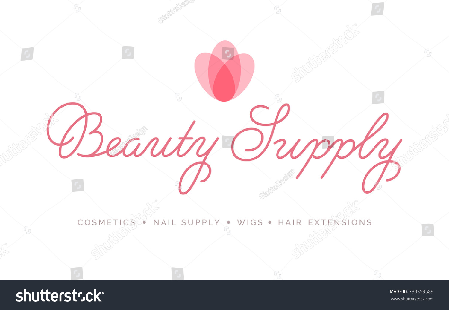 Beauty Supply Logo Vector Lettering. Custom Handmade Calligraphy. Vector Illustration. #739359589