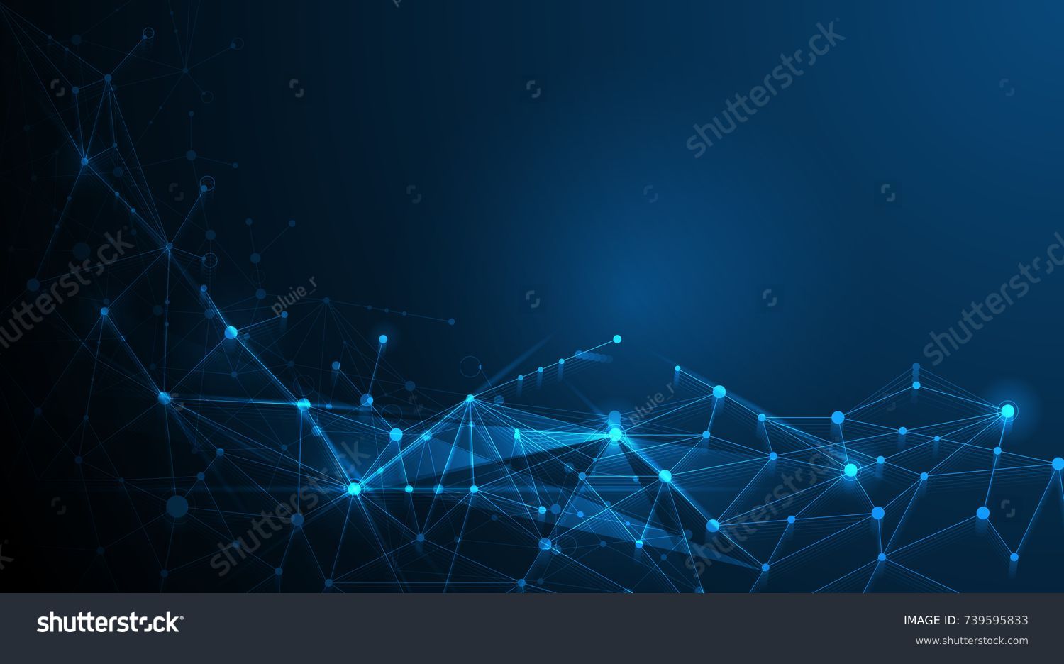Abstract futuristic - Molecules technology with polygonal shapes on dark blue background. Illustration Vector design digital technology concept.  #739595833