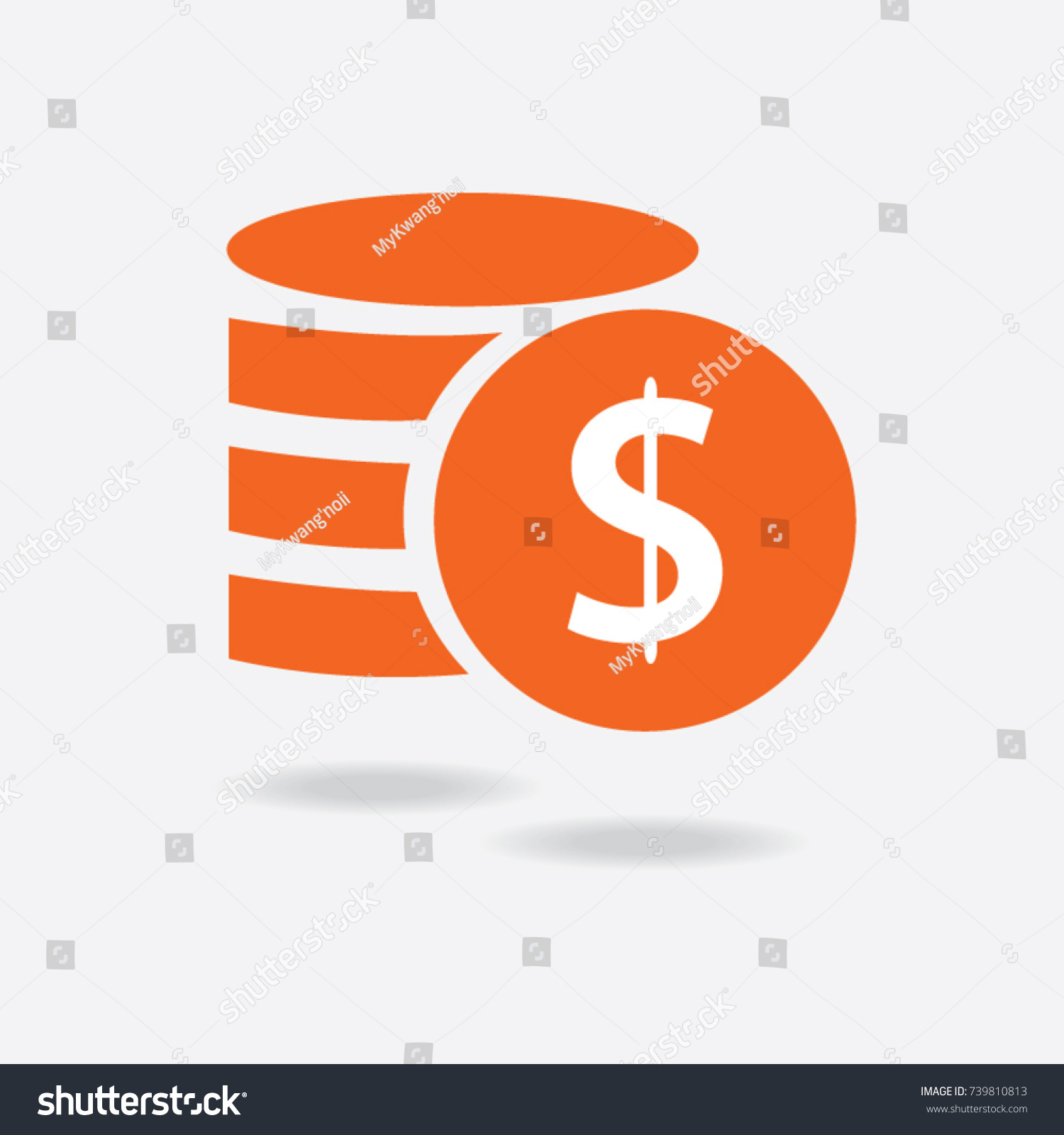 Money. Line Icon Vector. Payment system. Coins and Dollar cent Sign isolated on white background. Flat design style. Business concept. #739810813