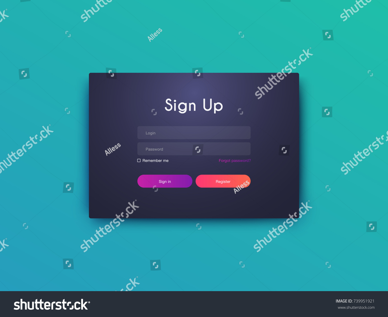 Vector Illustration of screens and web concept. Interface UX, UI GUI screen template for web site banners. Sign up #739951921