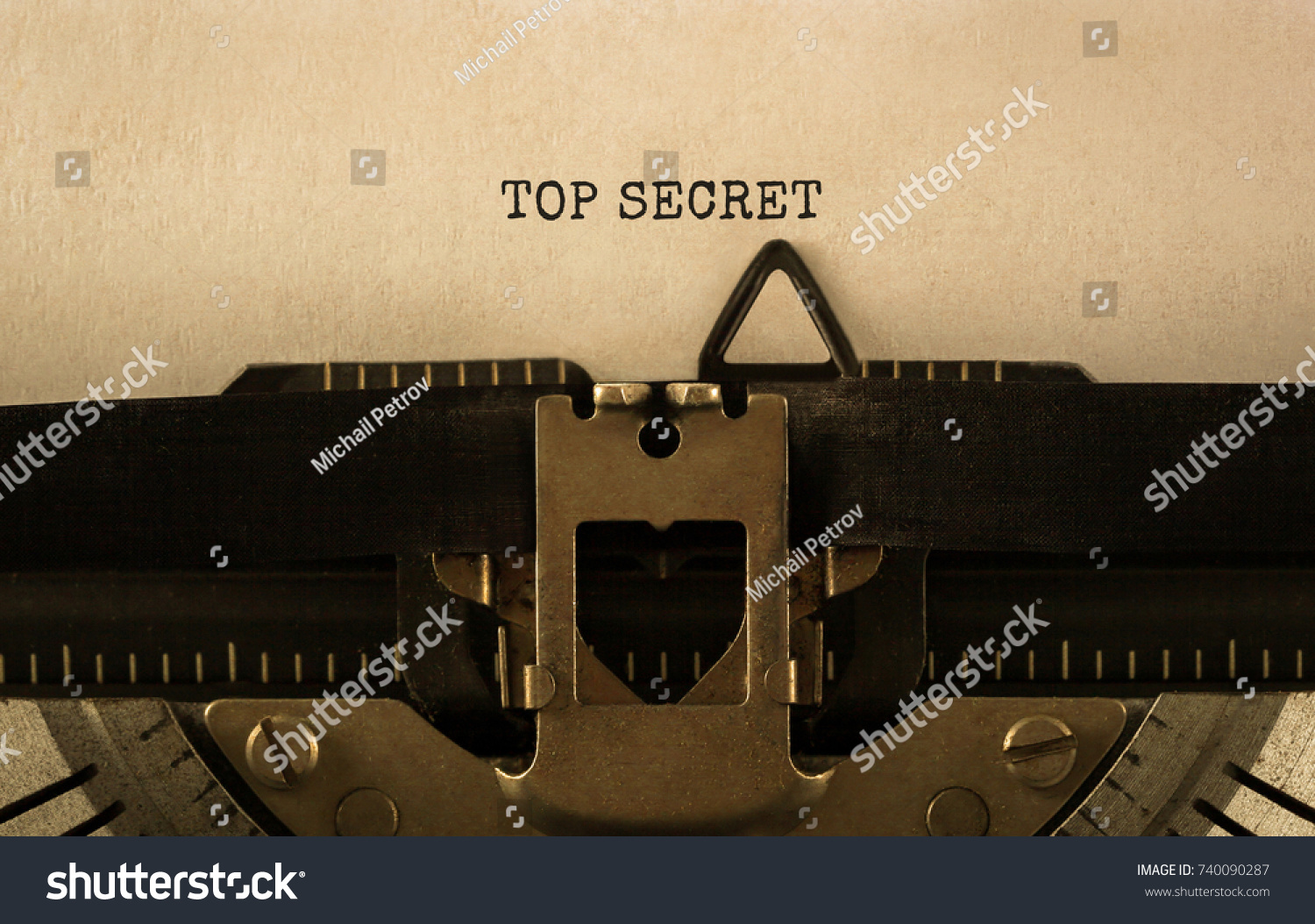 Text TOP SECRET typed on retro typewriter #740090287