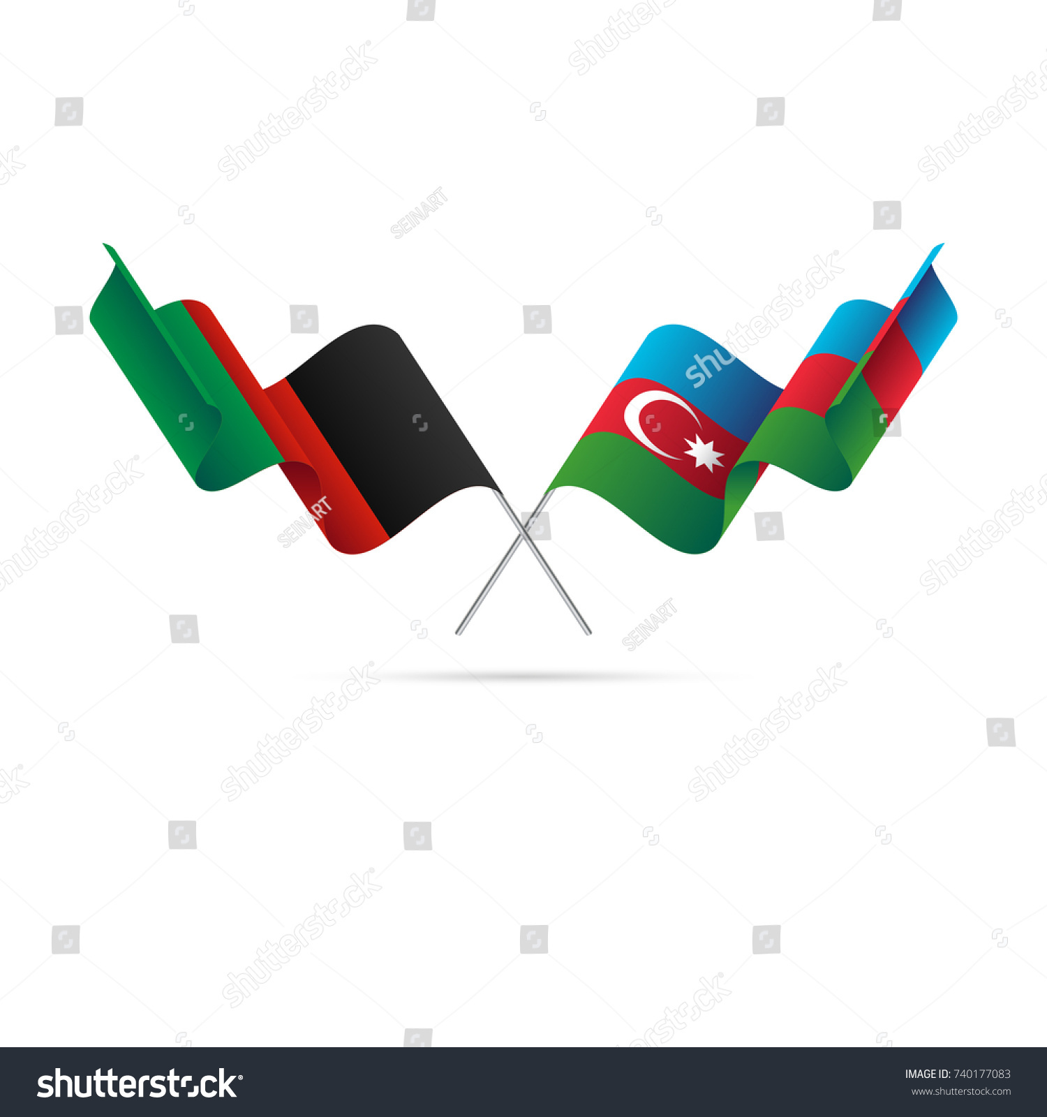 Afghanistan and Azerbaijan flags. Crossed flags. - Royalty Free Stock ...