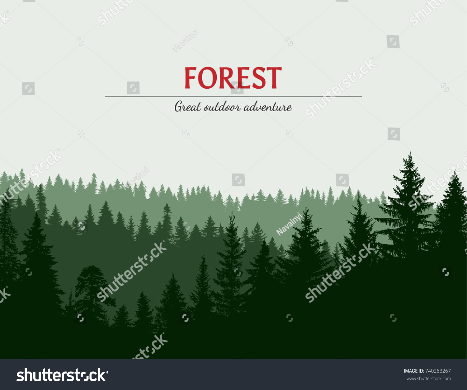 Abstract background. Forest wilderness landscape. Template for your design works. Hand drawn vector illustration. #740263267