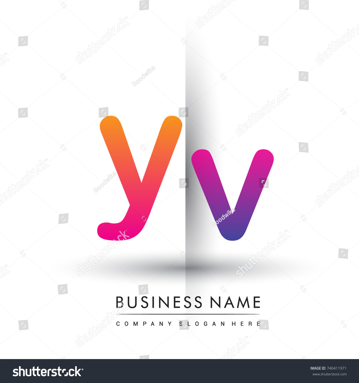 Initial Logo Yv Lowercase Letter, Orange And - Royalty Free Stock 