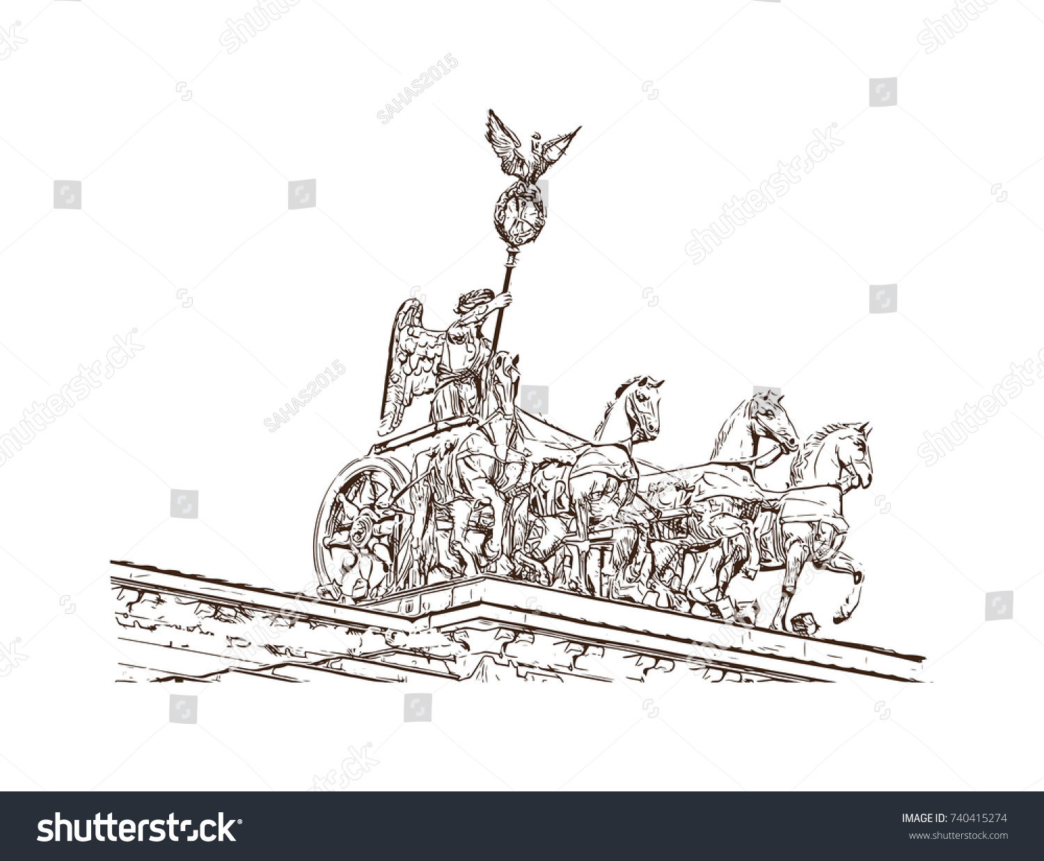 Hand drawn sketch of Brandenburg Gate horse - Royalty Free Stock Vector ...