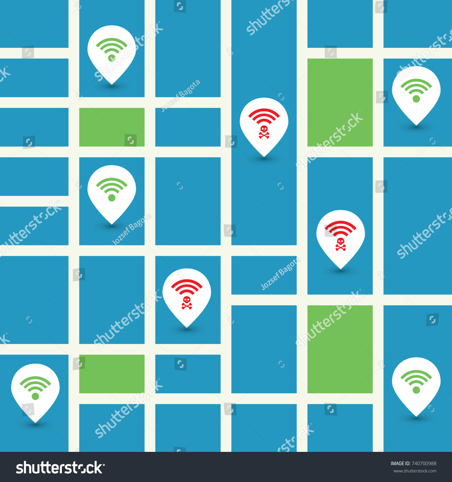 Unsecured Public Wireless Hotspots Design with - Royalty Free Stock ...