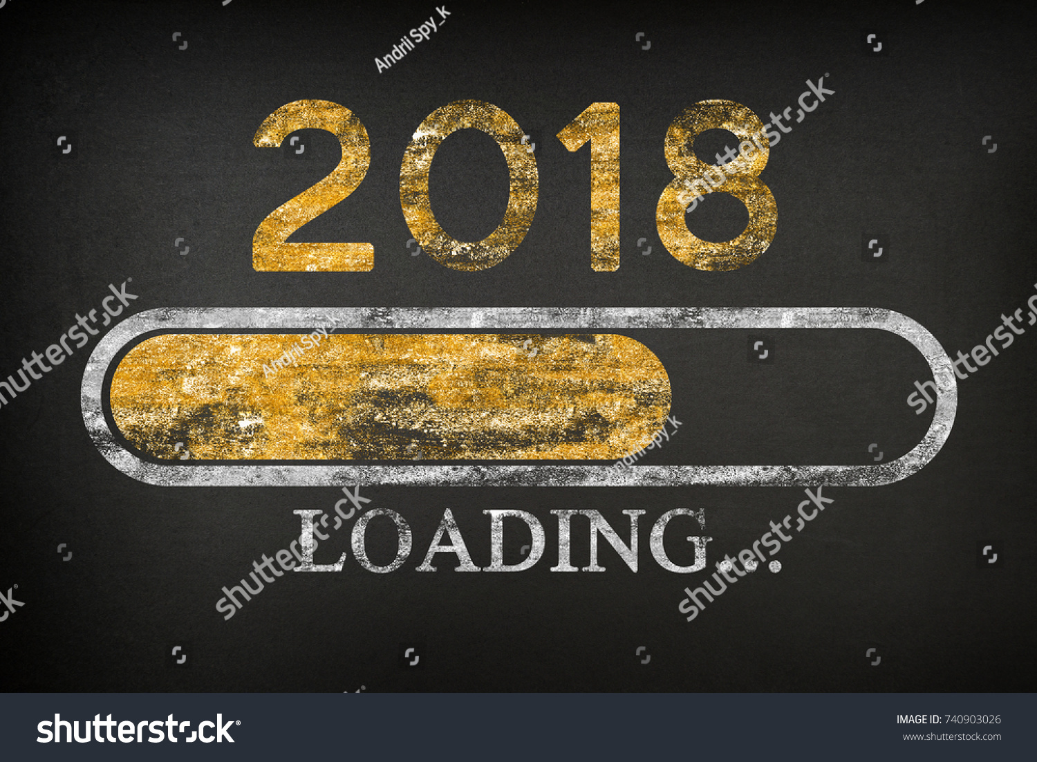 Progress bar showing loading of 2018. New Year loading #740903026