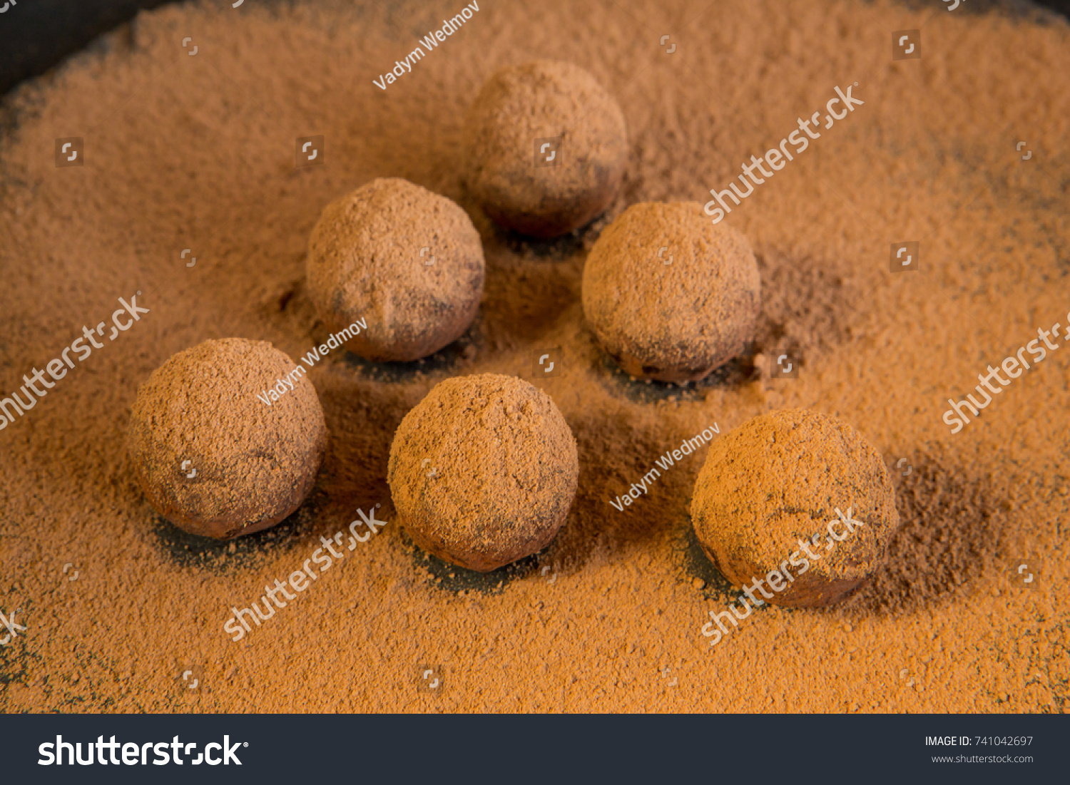 Chocolate truffle,Truffle chocolate candies with cocoa powder. #741042697