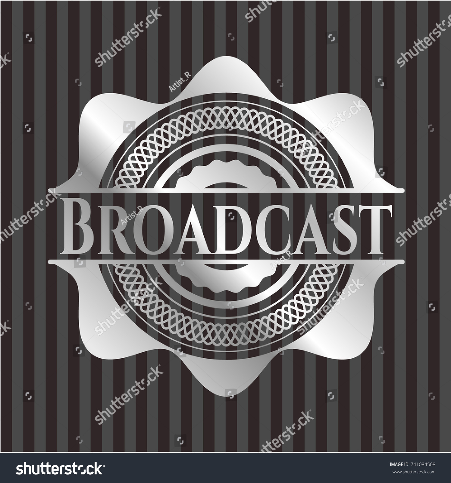 Broadcast Silvery Emblem Royalty Free Stock Vector 741084508