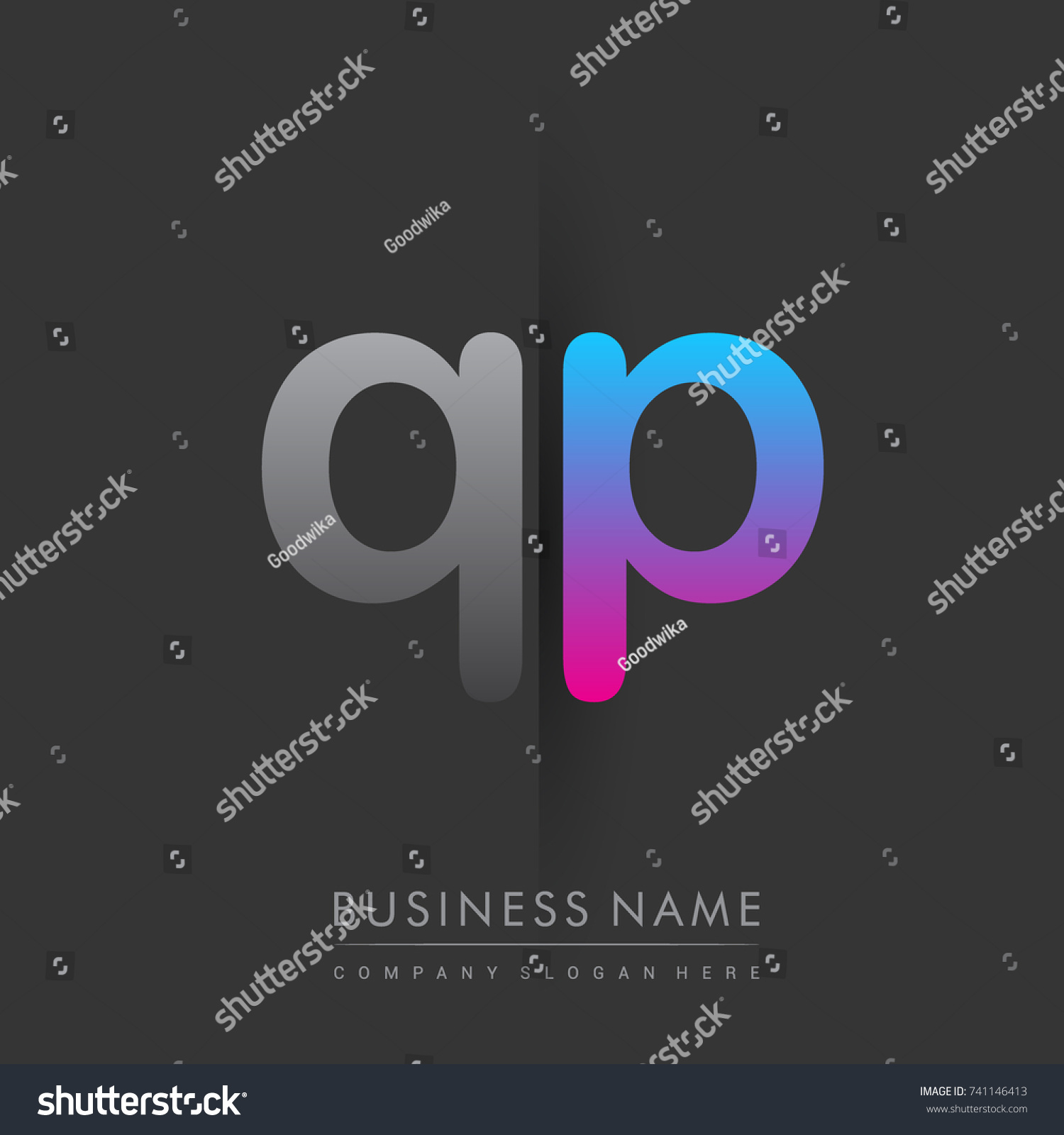 initial logo QP lowercase letter colored grey - Royalty Free Stock ...