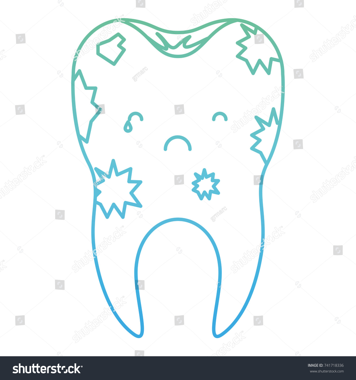 dirty kawaii tooth with root in degraded green - Royalty Free Stock ...