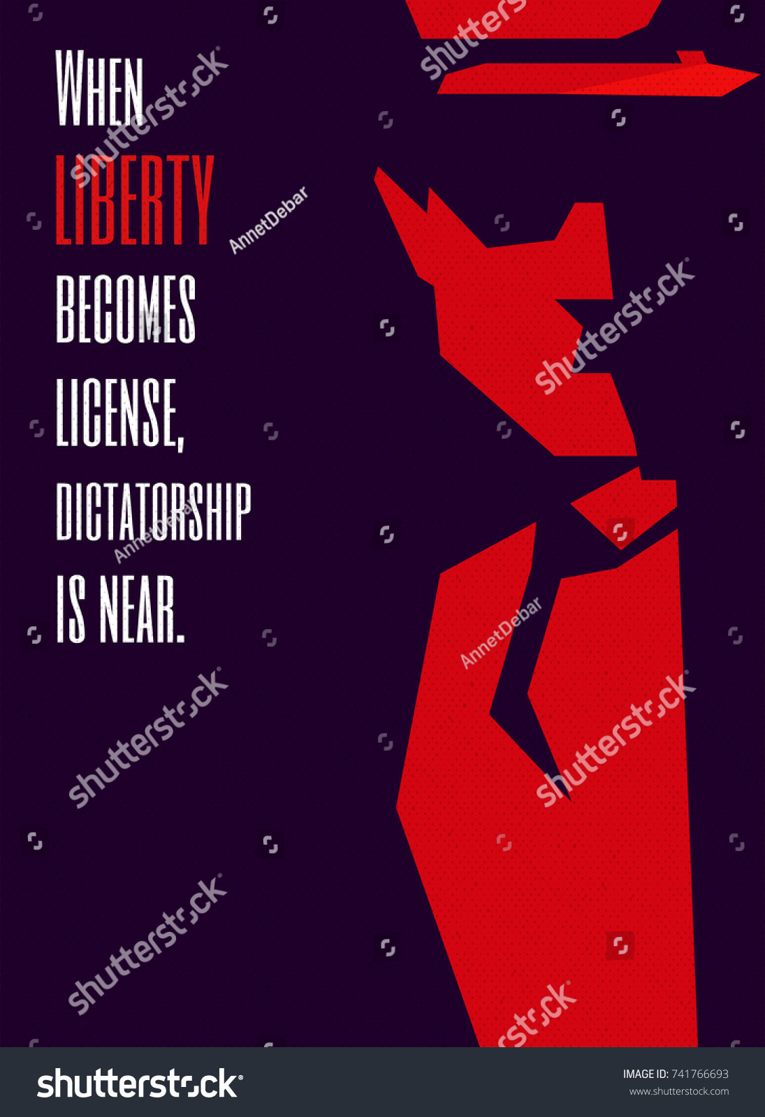 Dictatorship Is A Political Poster Silhouette Royalty Free Stock