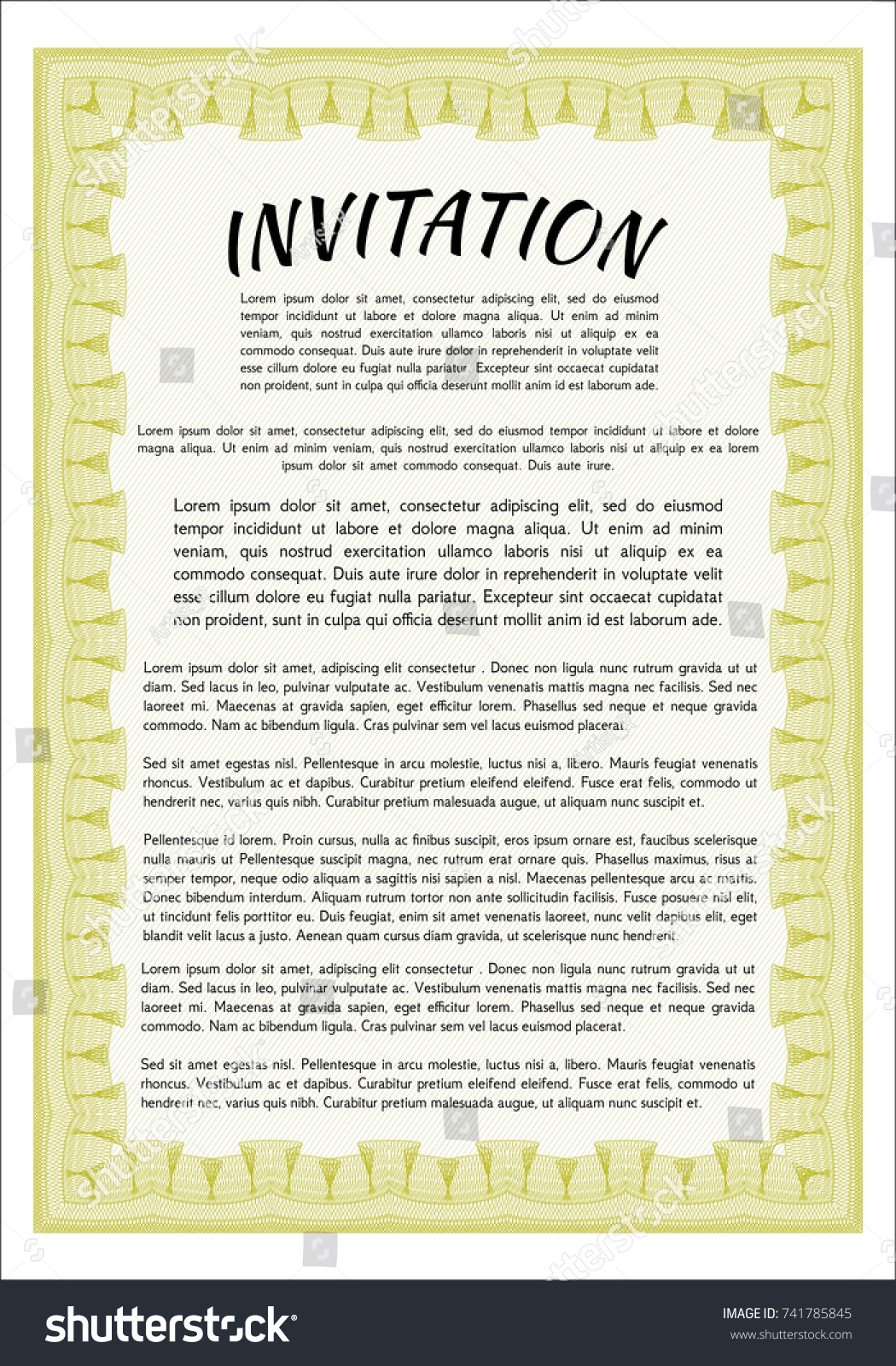 Yellow Retro invitation template. Money style - Royalty Free Stock Vector 741785845 - Avopix.com