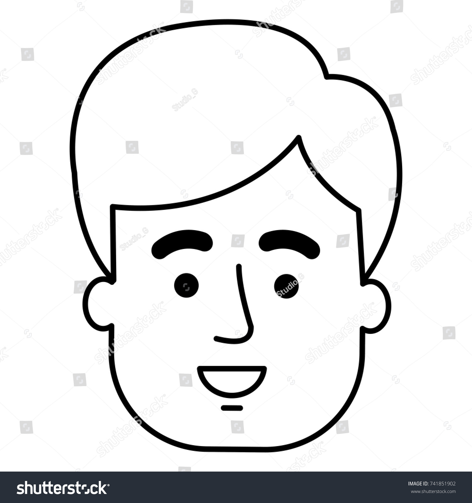 young man head avatar character - Royalty Free Stock Vector 741851902 ...