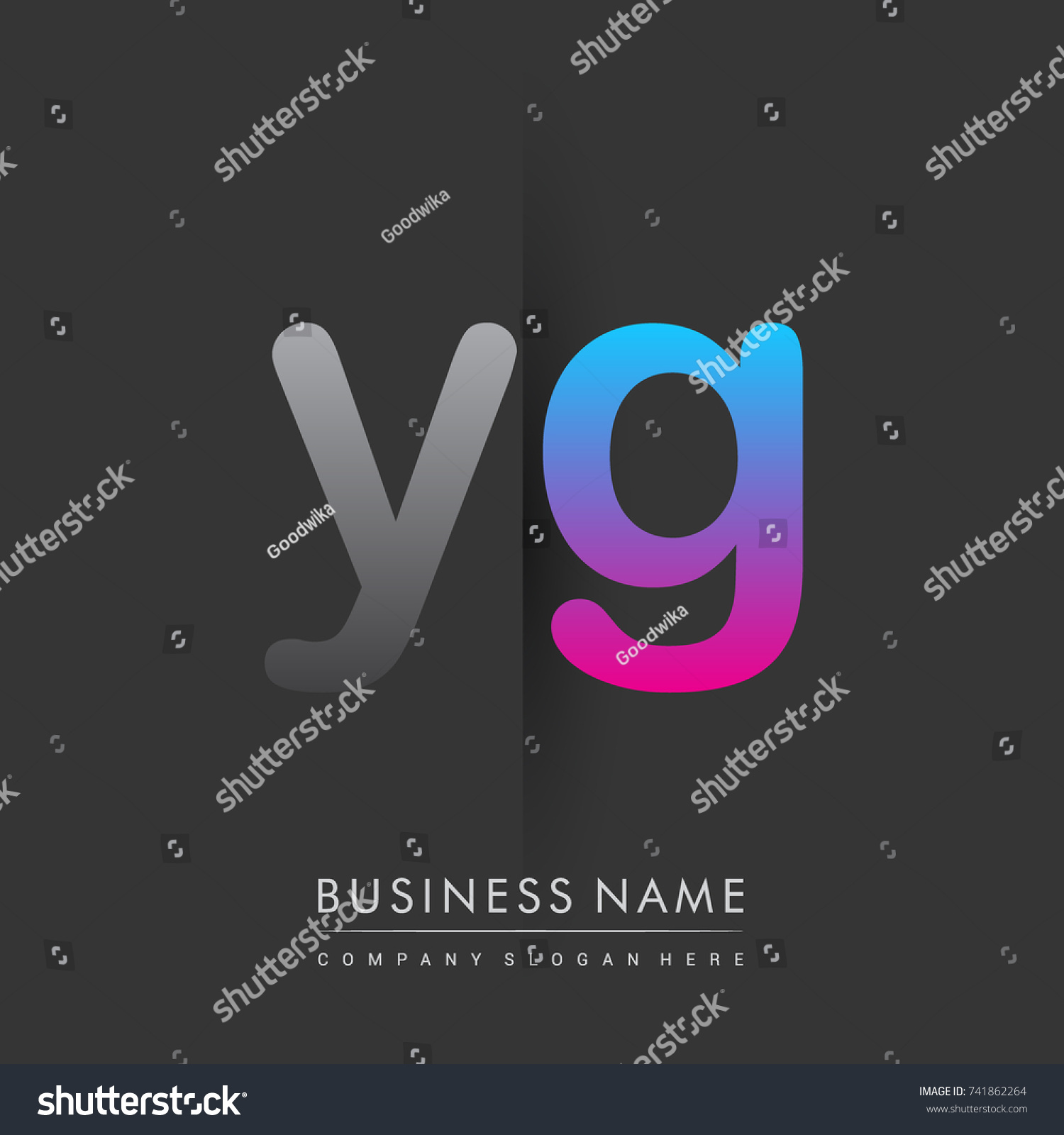 initial logo YG lowercase letter colored grey - Royalty Free Stock ...