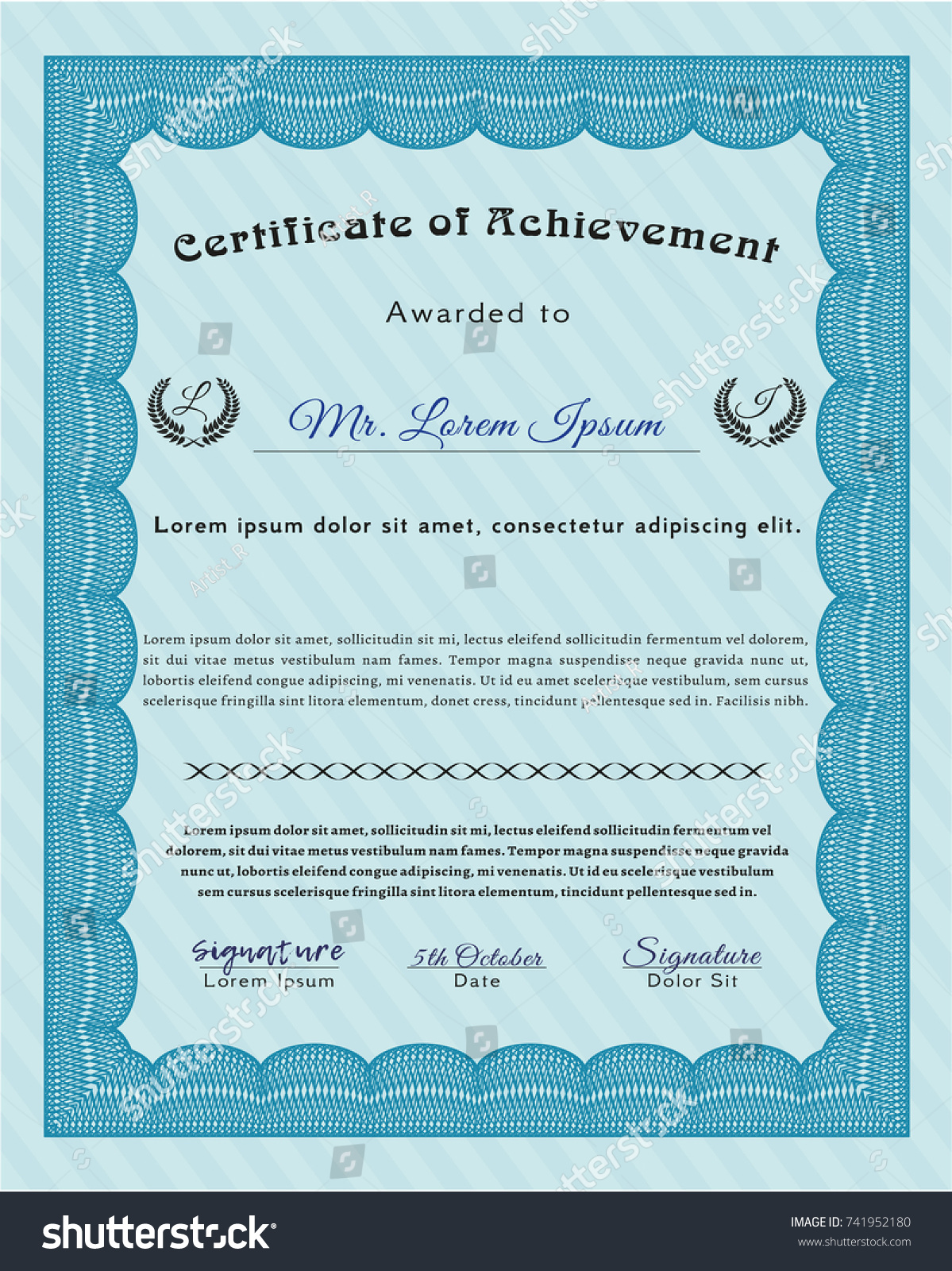 Light blue Certificate of achievement template. - Royalty Free Stock ...