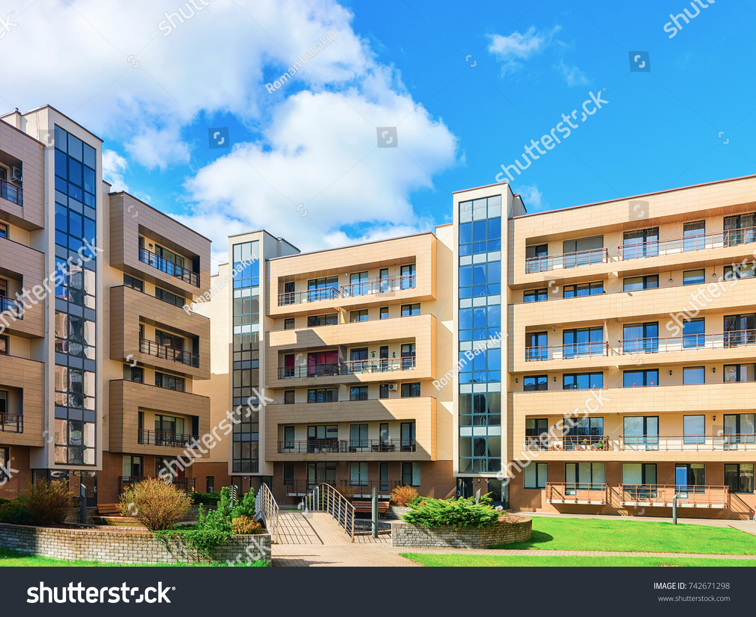 Druskininkai, Lithuania - May 1, 2017: Contemporary european complex of residential buildings #742671298