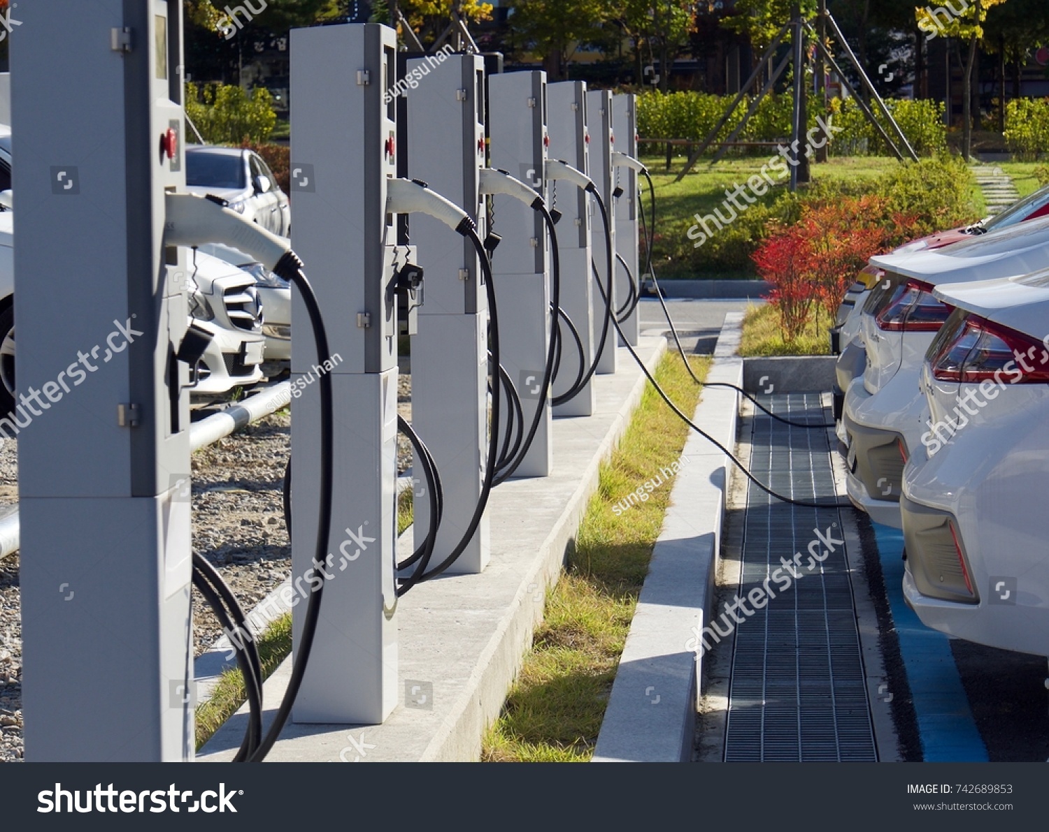 Electric car charging station in Korea
 #742689853