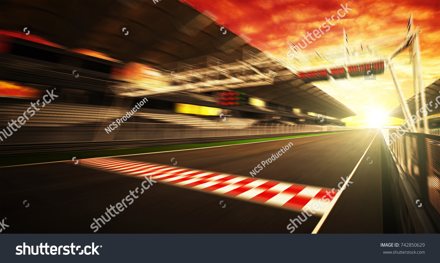 Golden Hour motion blur race track #742850629
