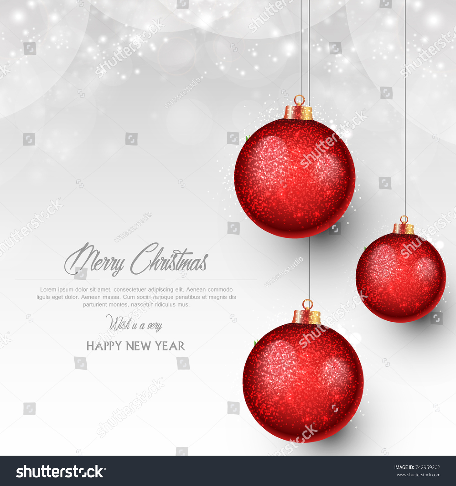 Christmas Greeting Card. Merry Christmas lettering with Christmas tree, vector illustration. #742959202