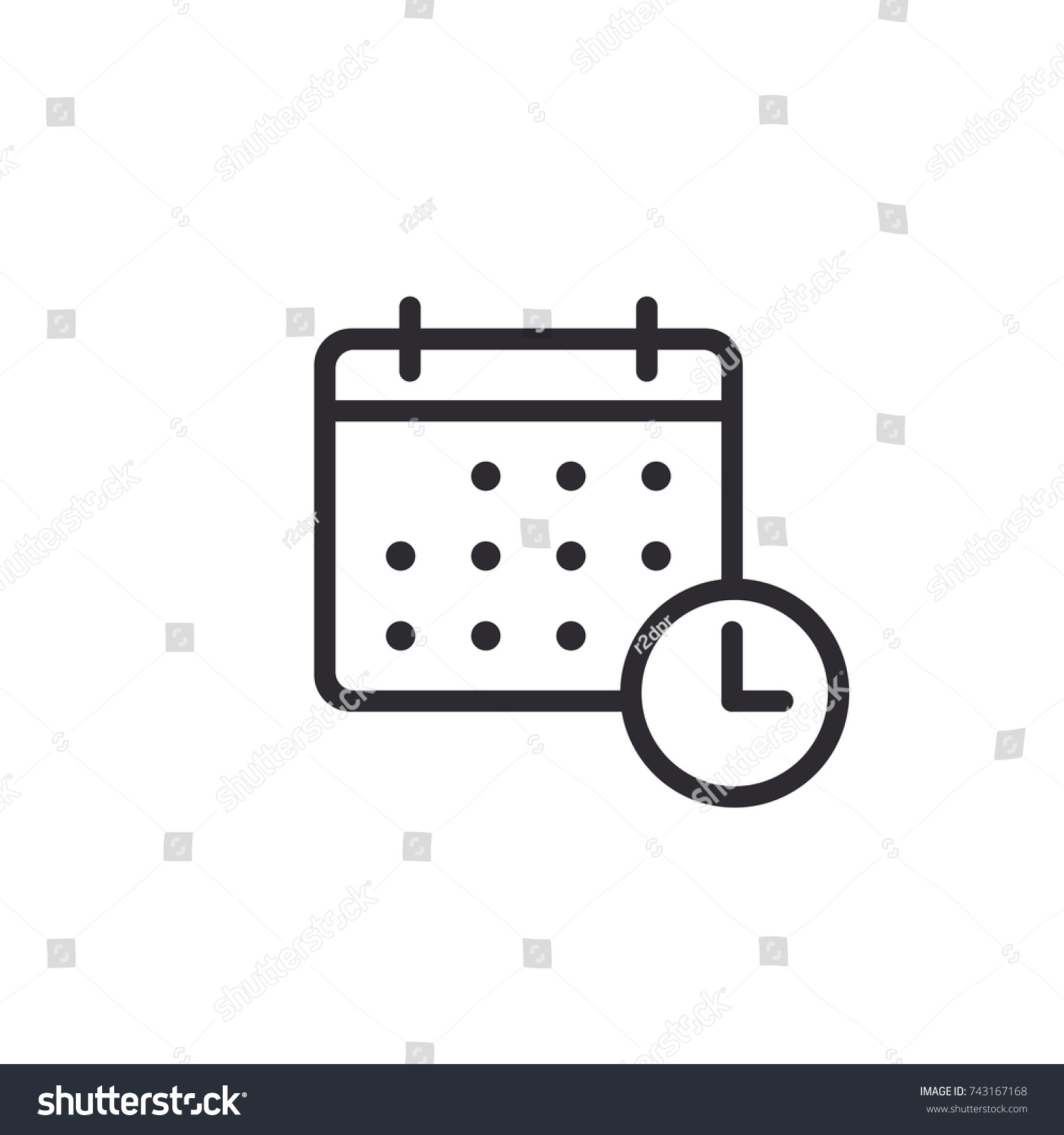 Calendar vector icon.  Calendar symbol. Time management. Calendar days. Holidays icon. Tear-off calendar. Working day. Weekend. Solemn date. Vacation sign. Clock sign. Task Manager. Deadline icon. #743167168