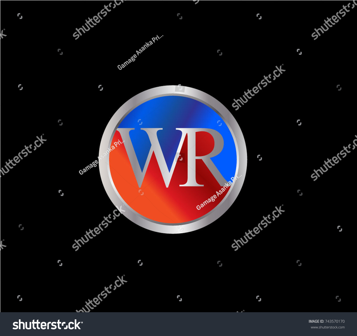 WR Letter logo Design in a circle. Blue Red and - Royalty Free Stock ...