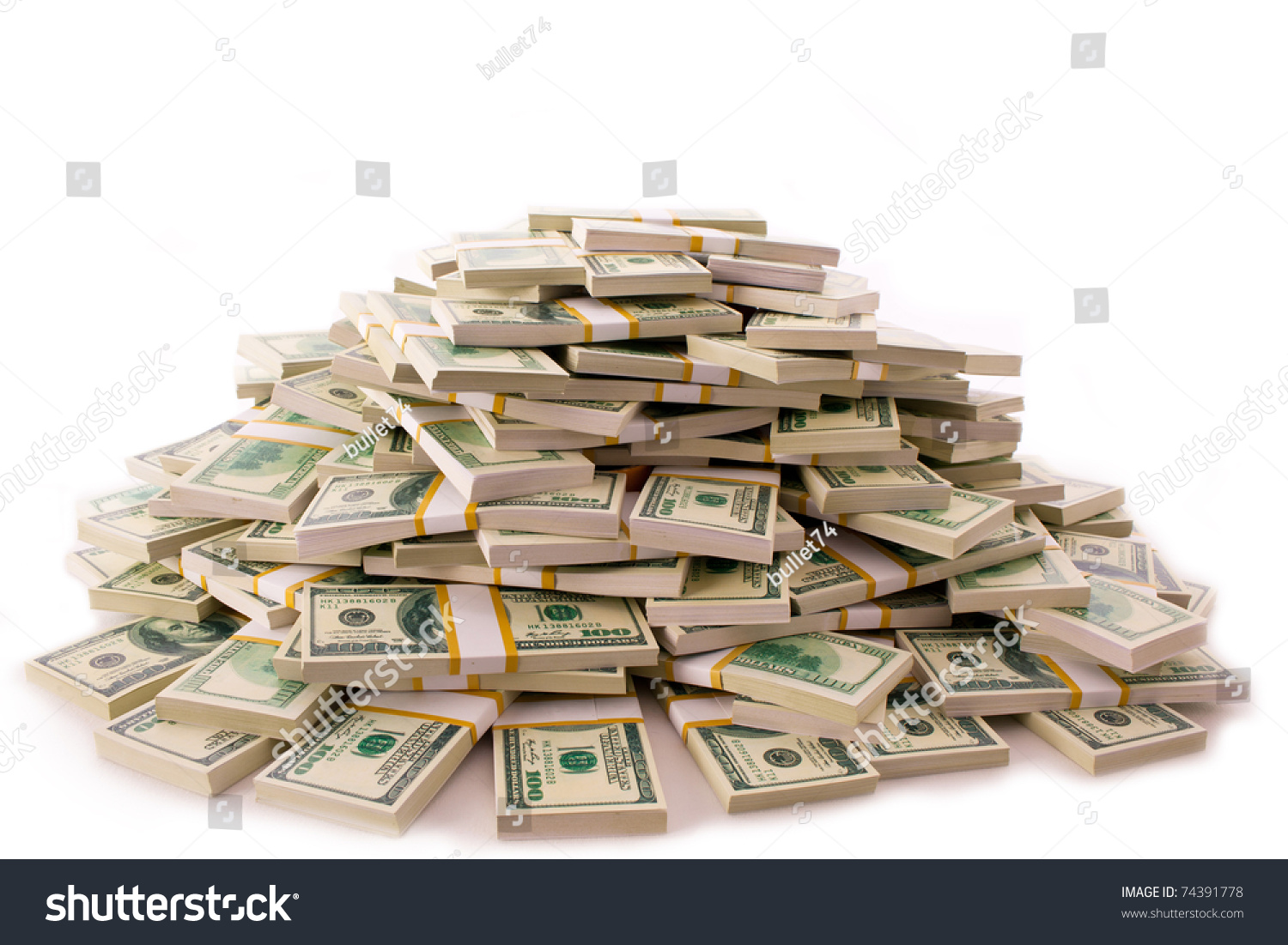 big pile of money. dollars over white background #74391778