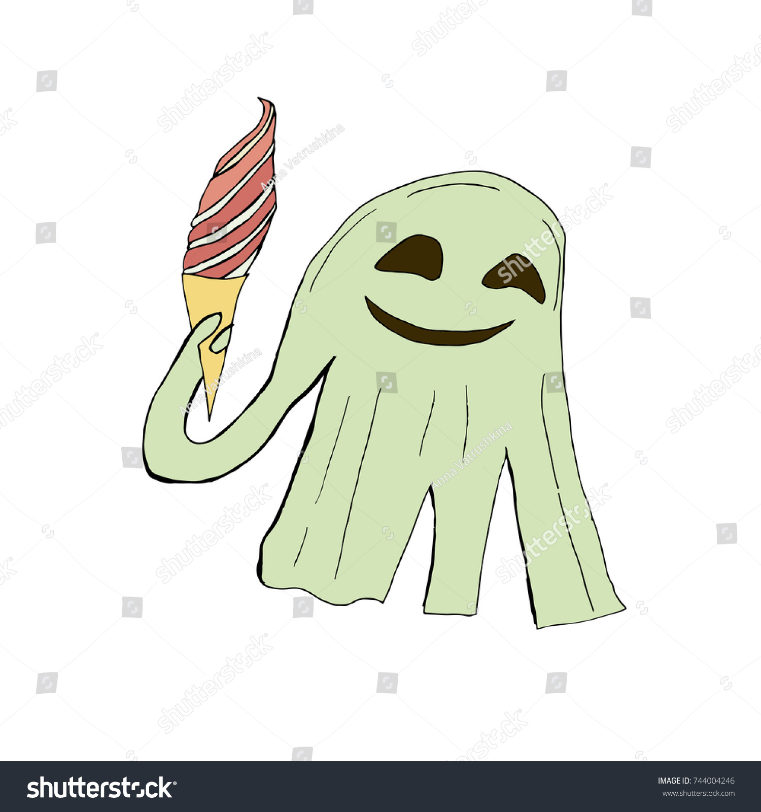 Ghost with an ice-cream.Halloween celebration. - Royalty Free Stock ...