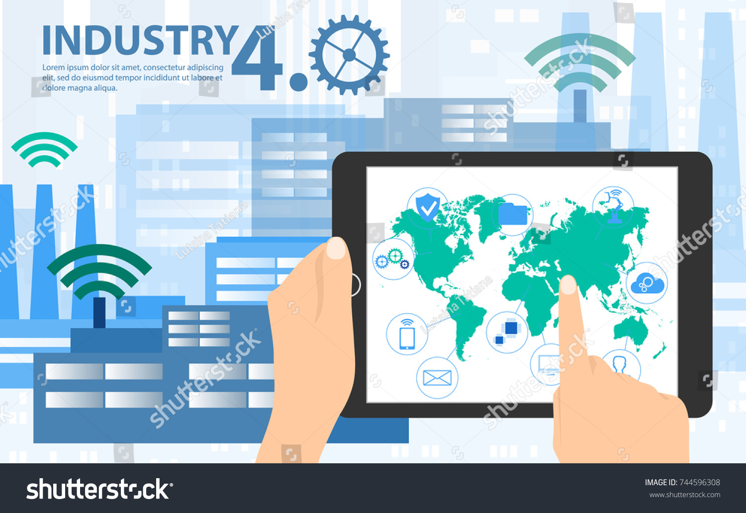 Smart industry 4.0, automation and user - Royalty Free Stock Vector ...