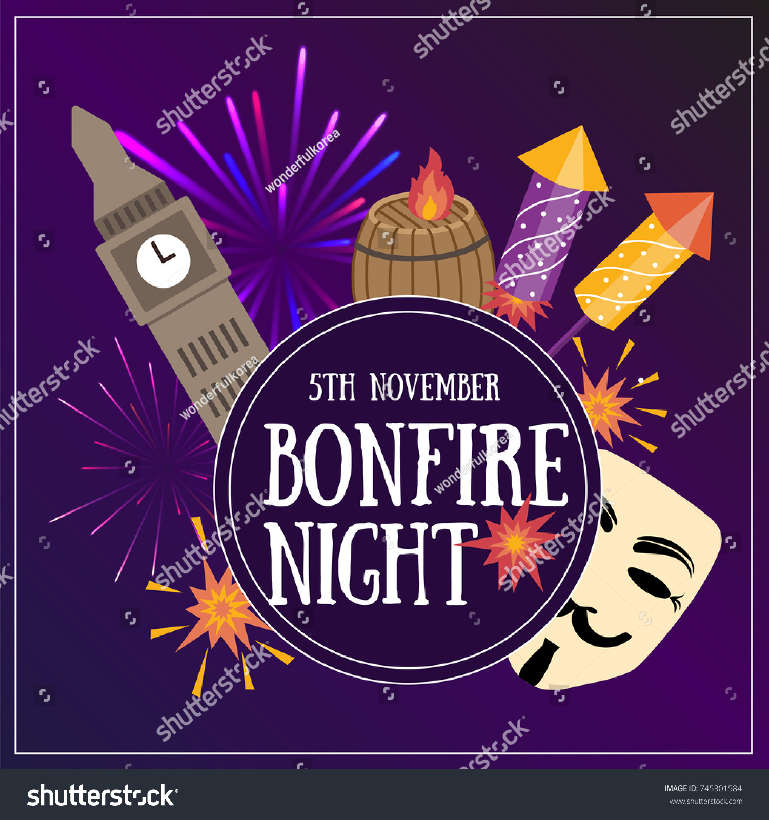 Bonfire night flayer contains the following Royalty Free Stock Vector