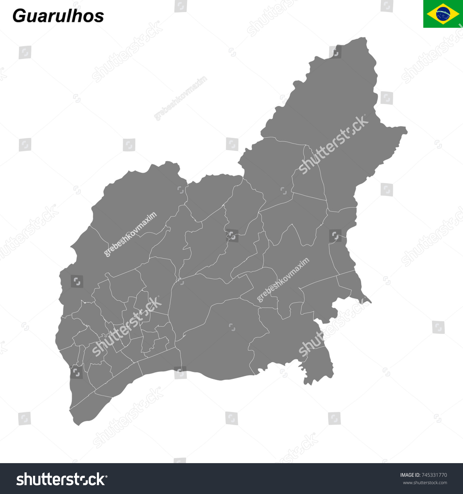 map of Guarulhos city with borders of the - Royalty Free Stock Vector ...