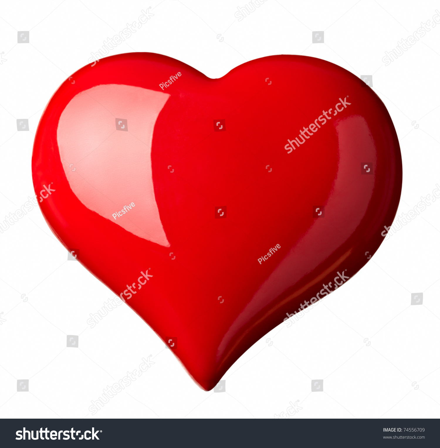 close up red heart shape symbol on white background with clipping path #74556709
