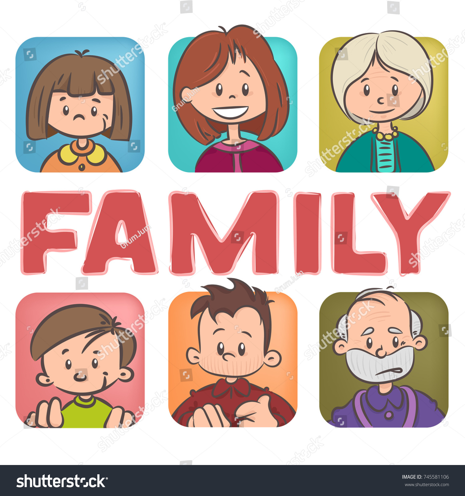 Vector caucasian family members. Parents, - Royalty Free Stock Vector ...