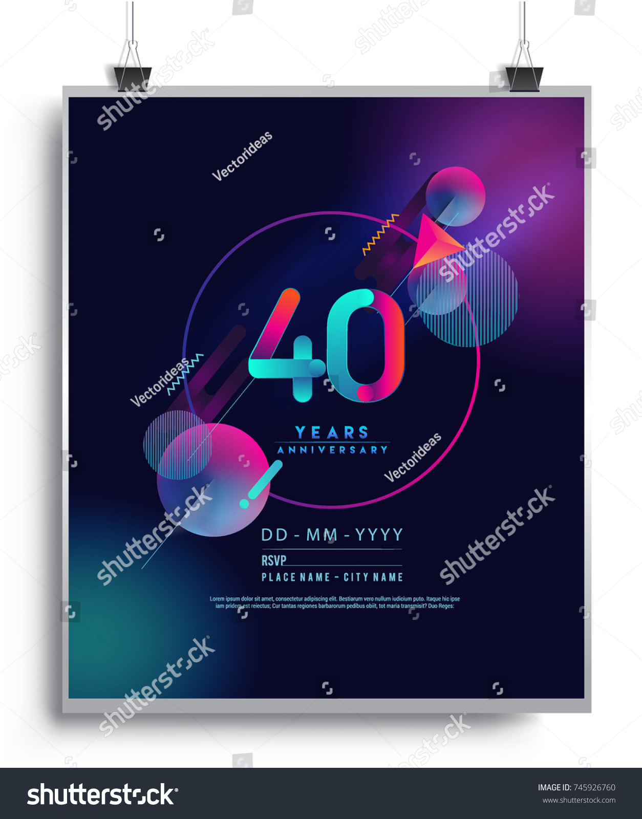 40 Years Anniversary Logo with Colorful Galactic - Royalty Free Stock ...