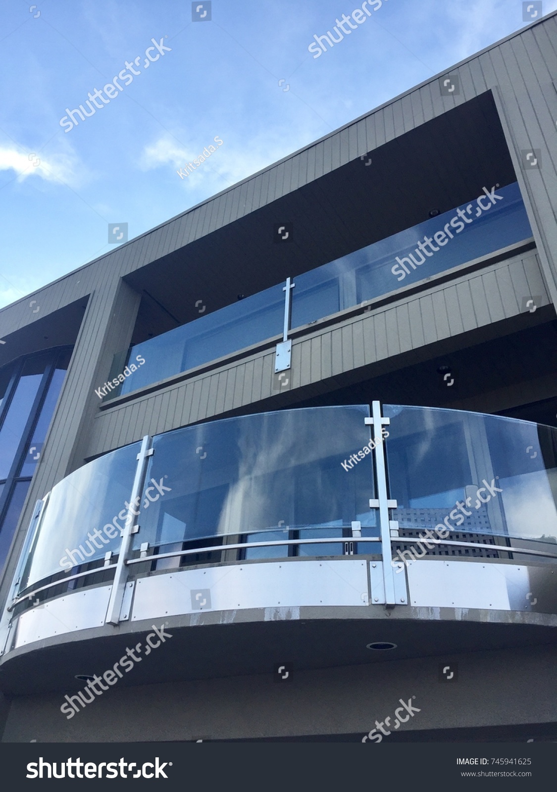 semicircle glass balcony #745941625