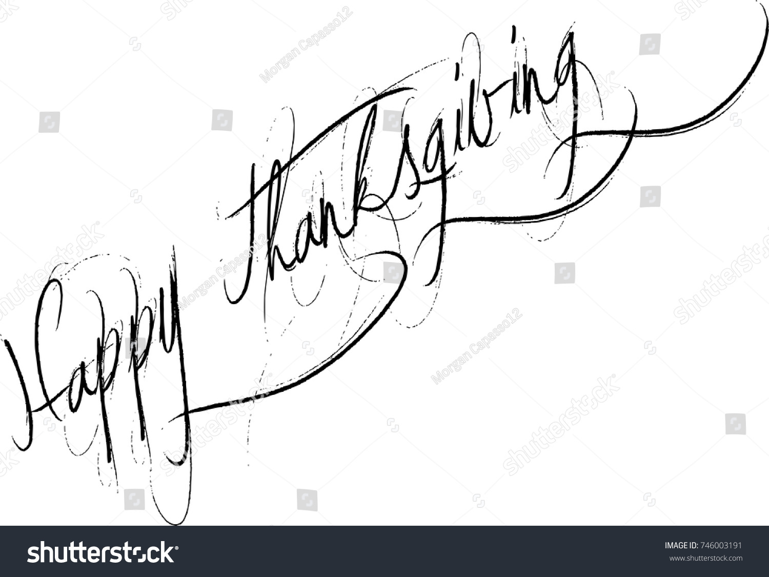 Happy Thanksgiving text sign illustration on white illustration. #746003191