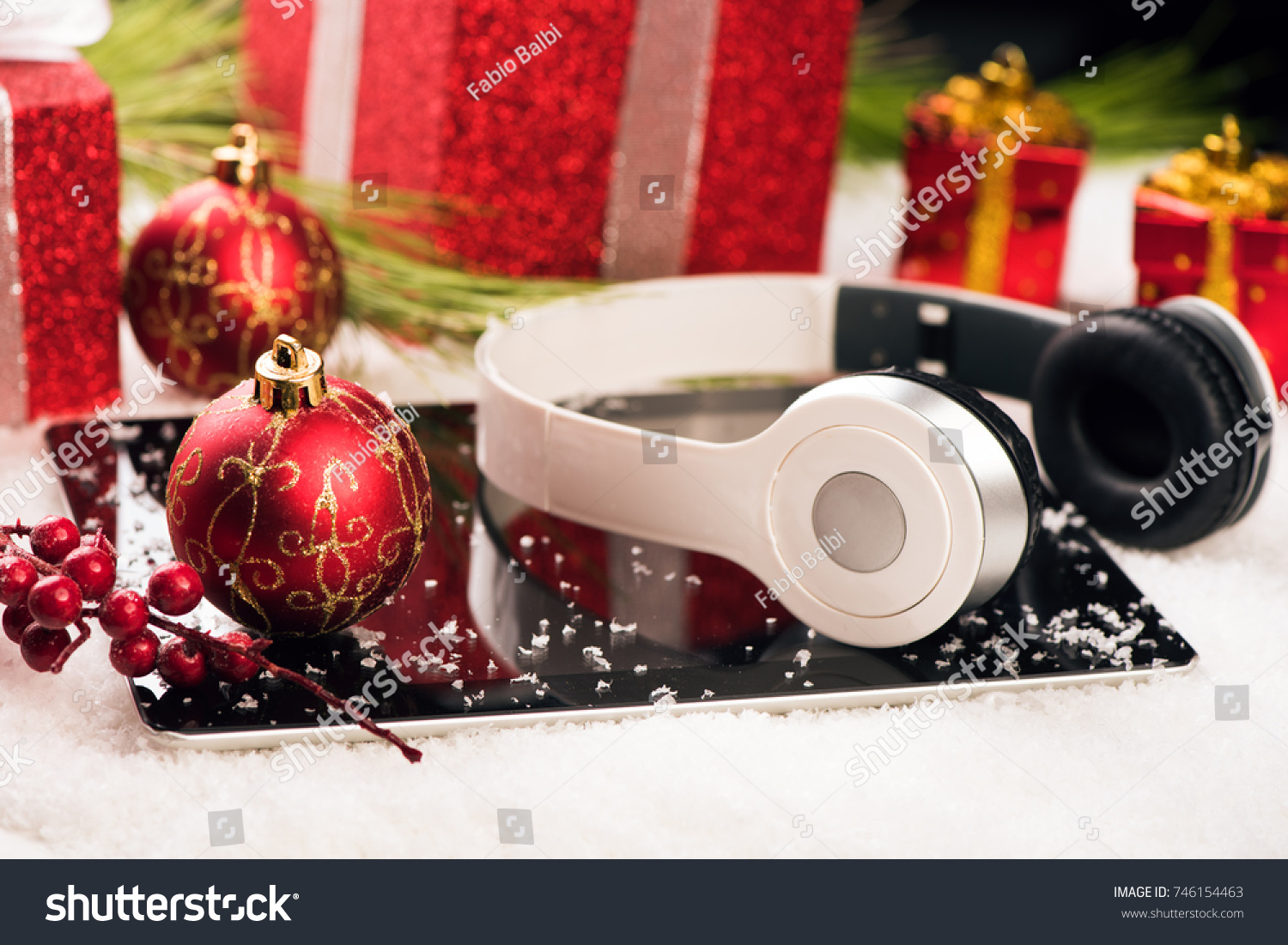 Tablet and headphone best christmas gift concept #746154463
