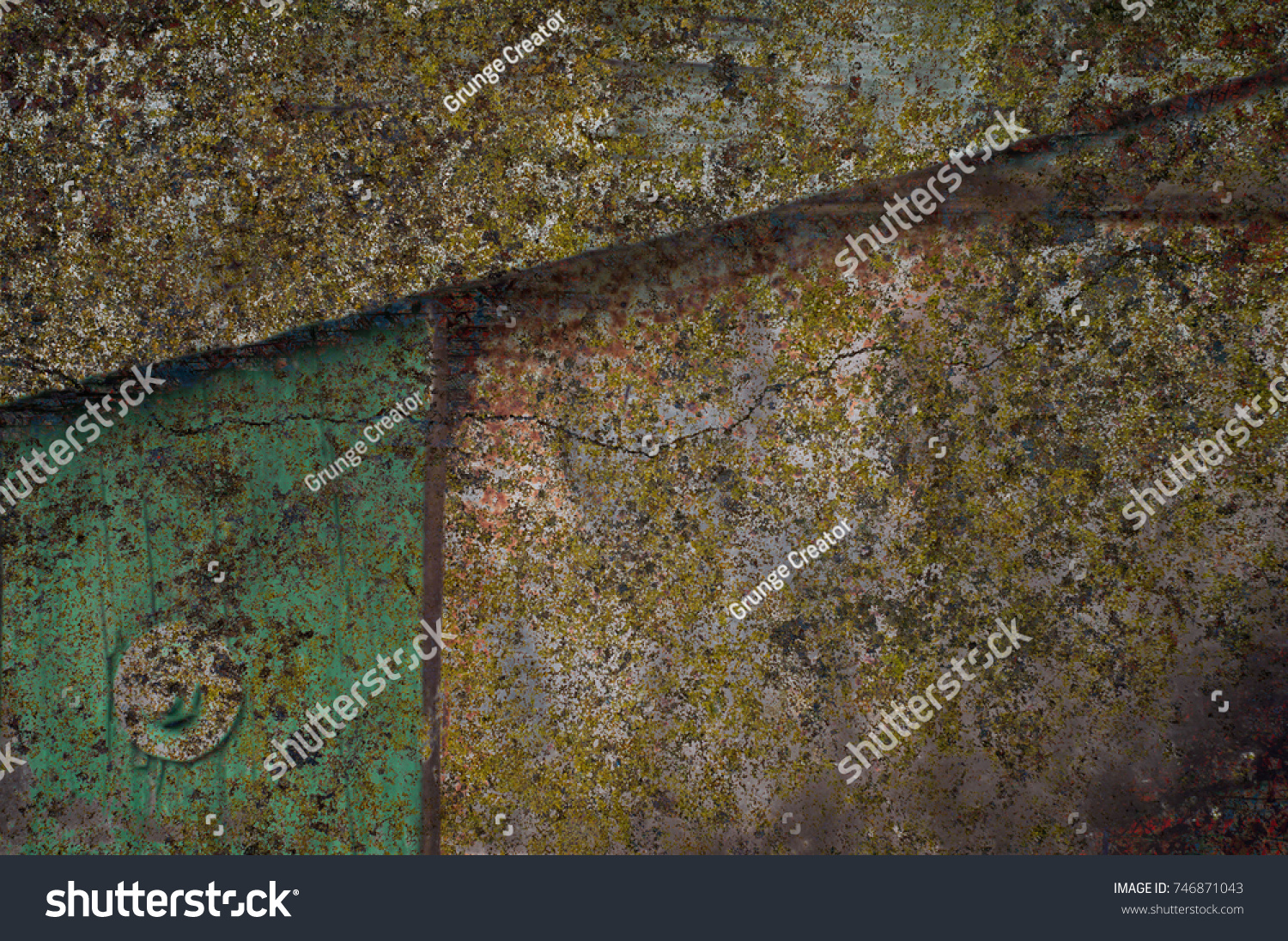 Abstract multicolor grunge background with abstract colored texture. Various color pattern elements. Old  vintage scratches, stain, paint splats, brush strokes, dots, spots. Weathered wall backdrop #746871043