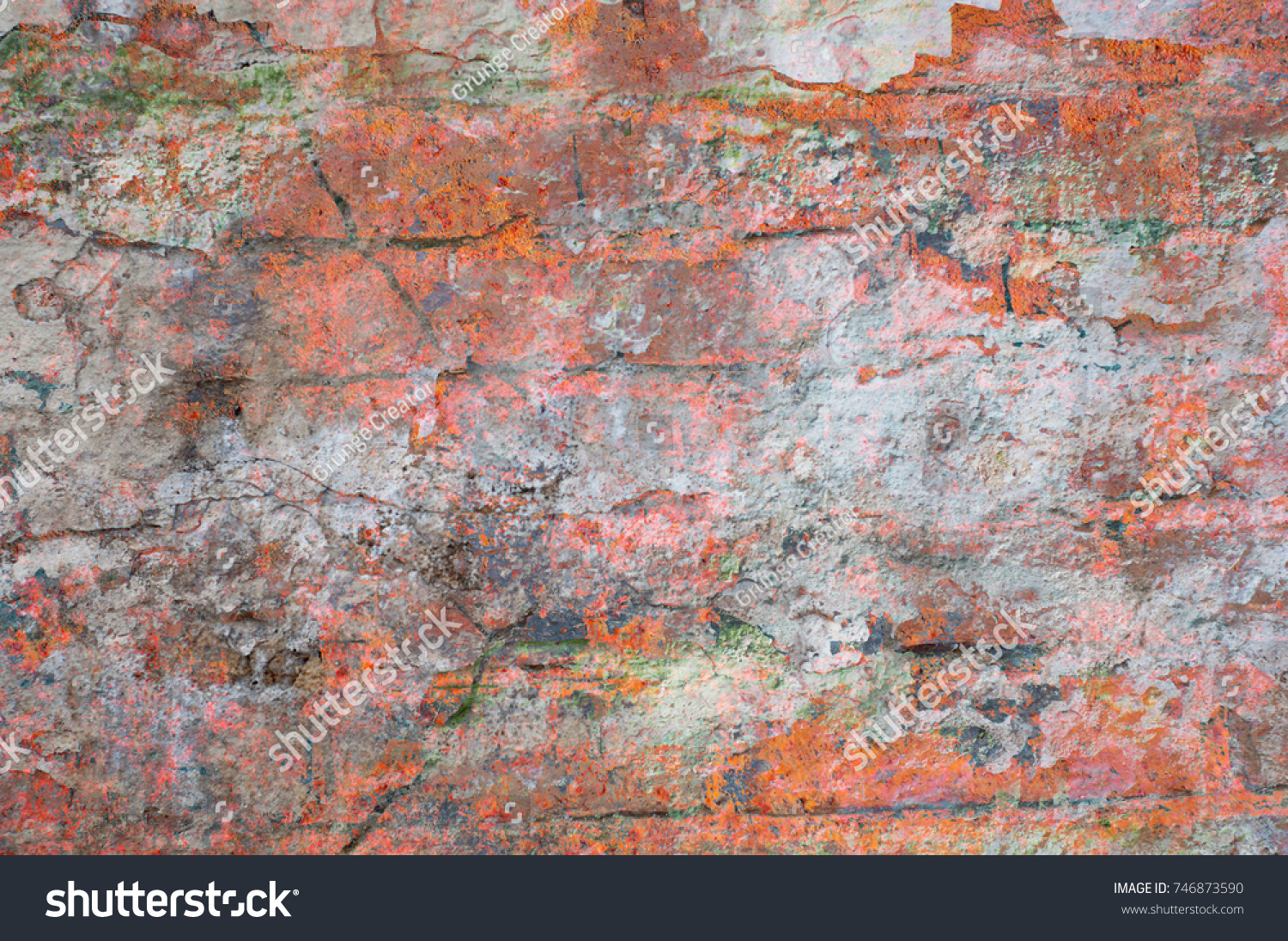 Abstract multicolor grunge background with abstract colored texture. Various color pattern elements. Old  vintage scratches, stain, paint splats, brush strokes, dots, spots. Weathered wall backdrop #746873590