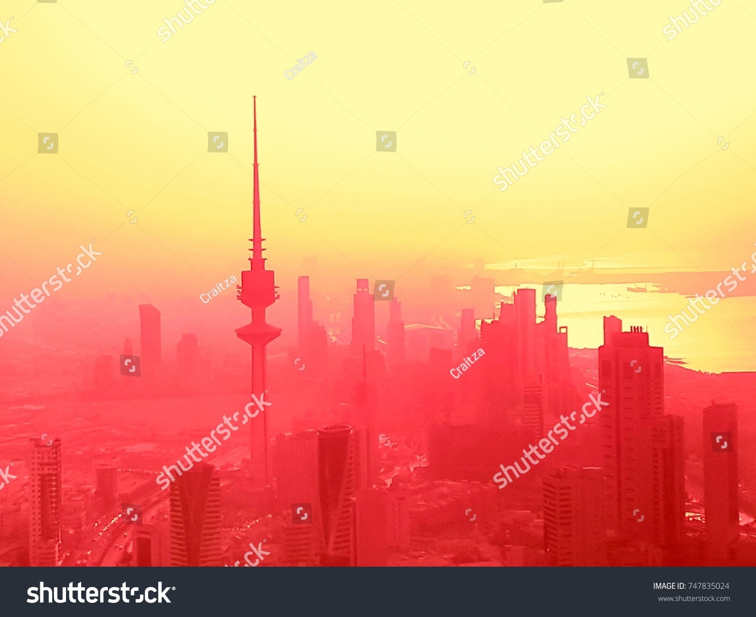 Warm Colors Skyline Of Kuwait City At Dusk #747835024
