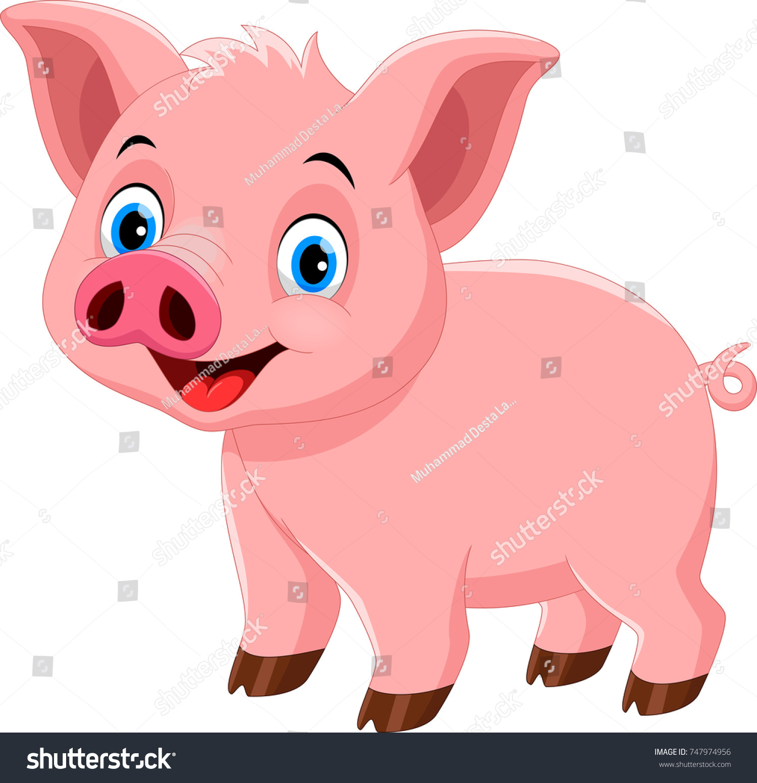 Vector illustration of cute pig cartoon isolated on white background #747974956