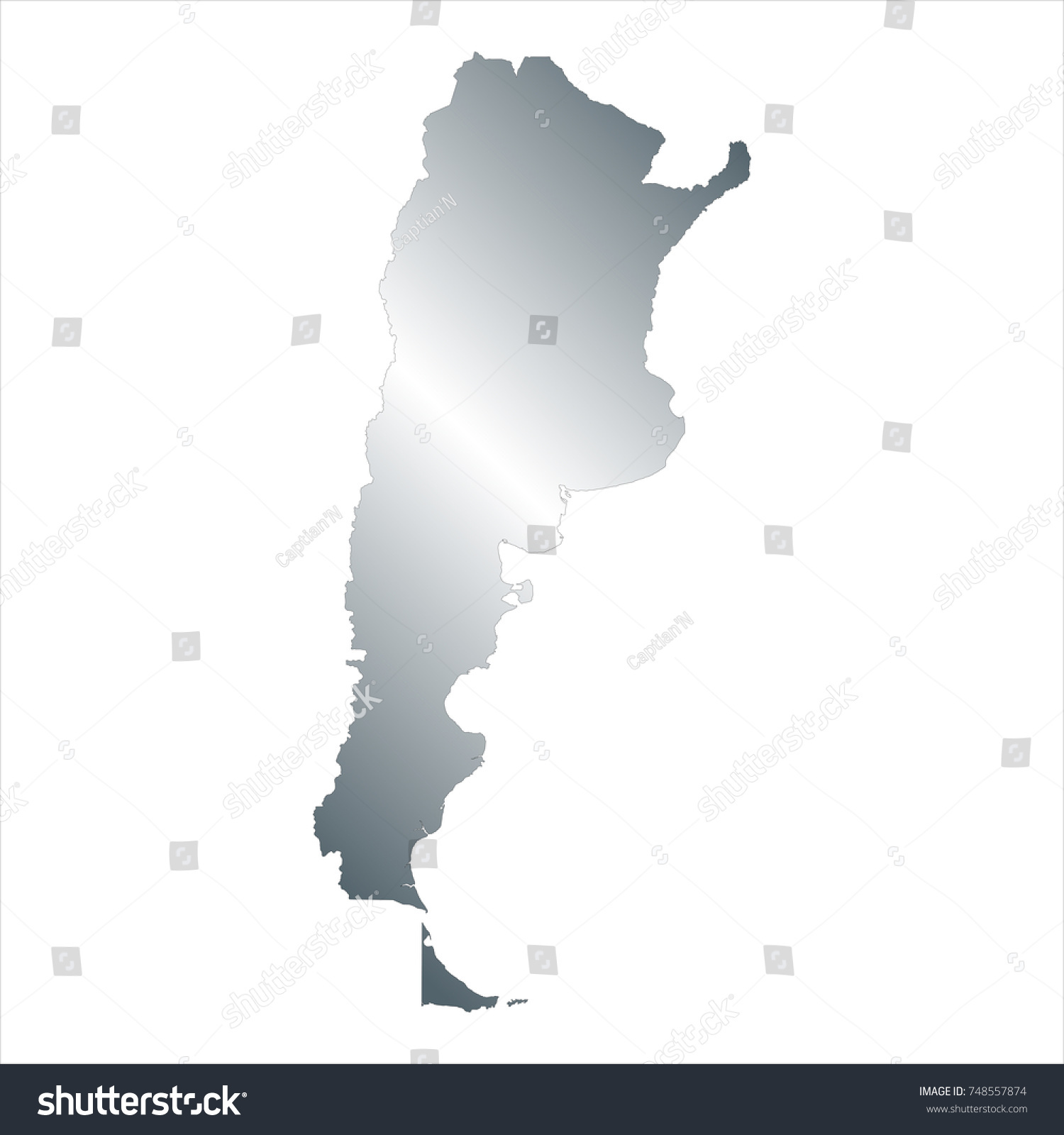 High Detailed Silver Map of Argentina isolated - Royalty Free Stock ...