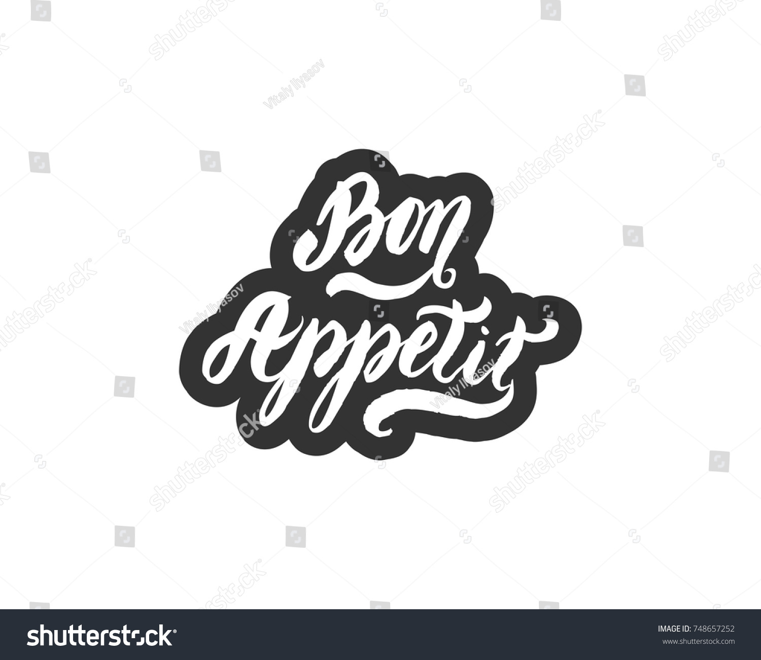 Bon Appetit hand drawn lettering - Royalty Free Stock Vector 748657252 ...