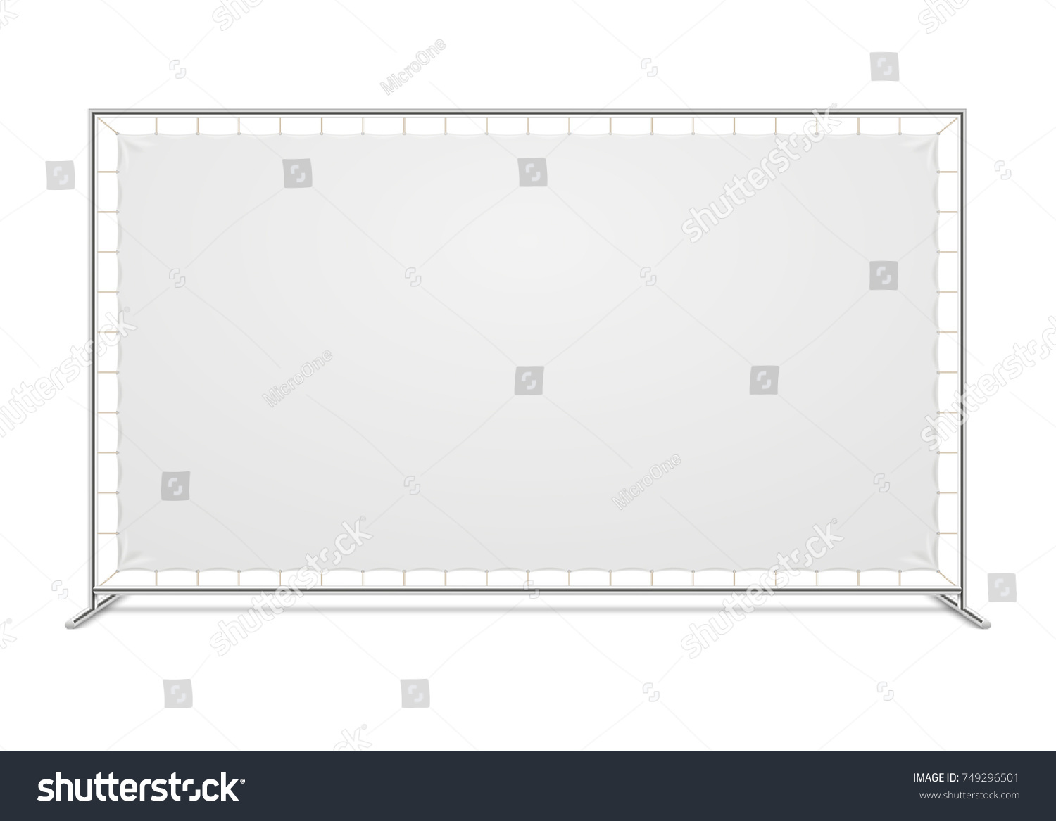White blank advertising press wall with fabric banner vector template. Blank canvas banner for advertising and exhibition illustration #749296501