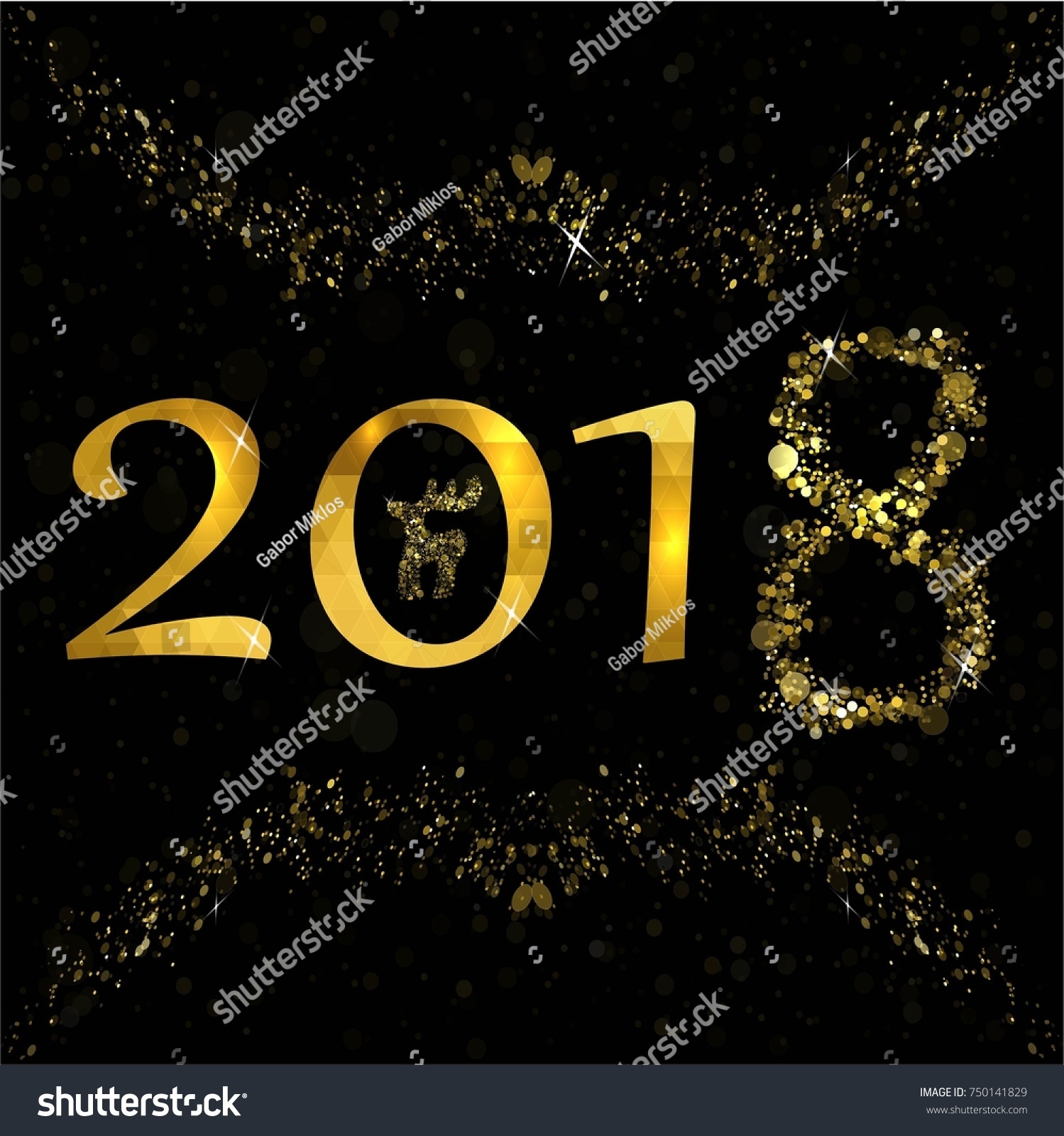 Happy New Year. Golden Elegant Card Template #750141829