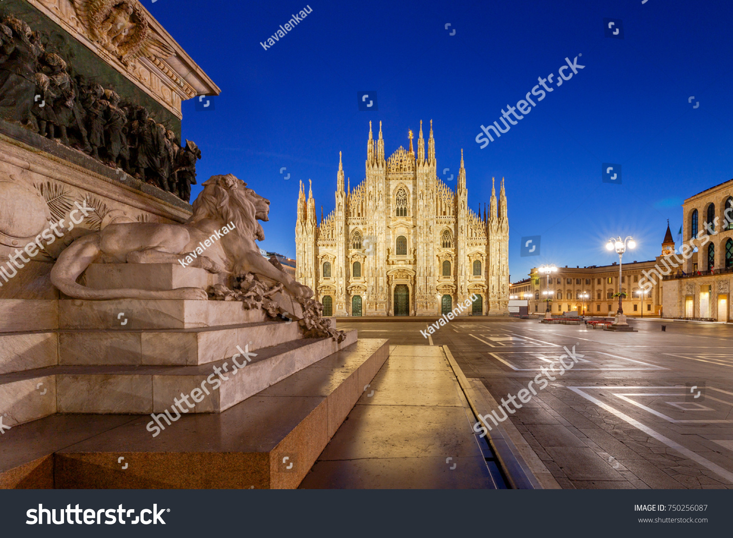 Milan Cathedral, the Duomo di Milano at dawn, one of the largest Catholic churches. Milan. Italy. #750256087