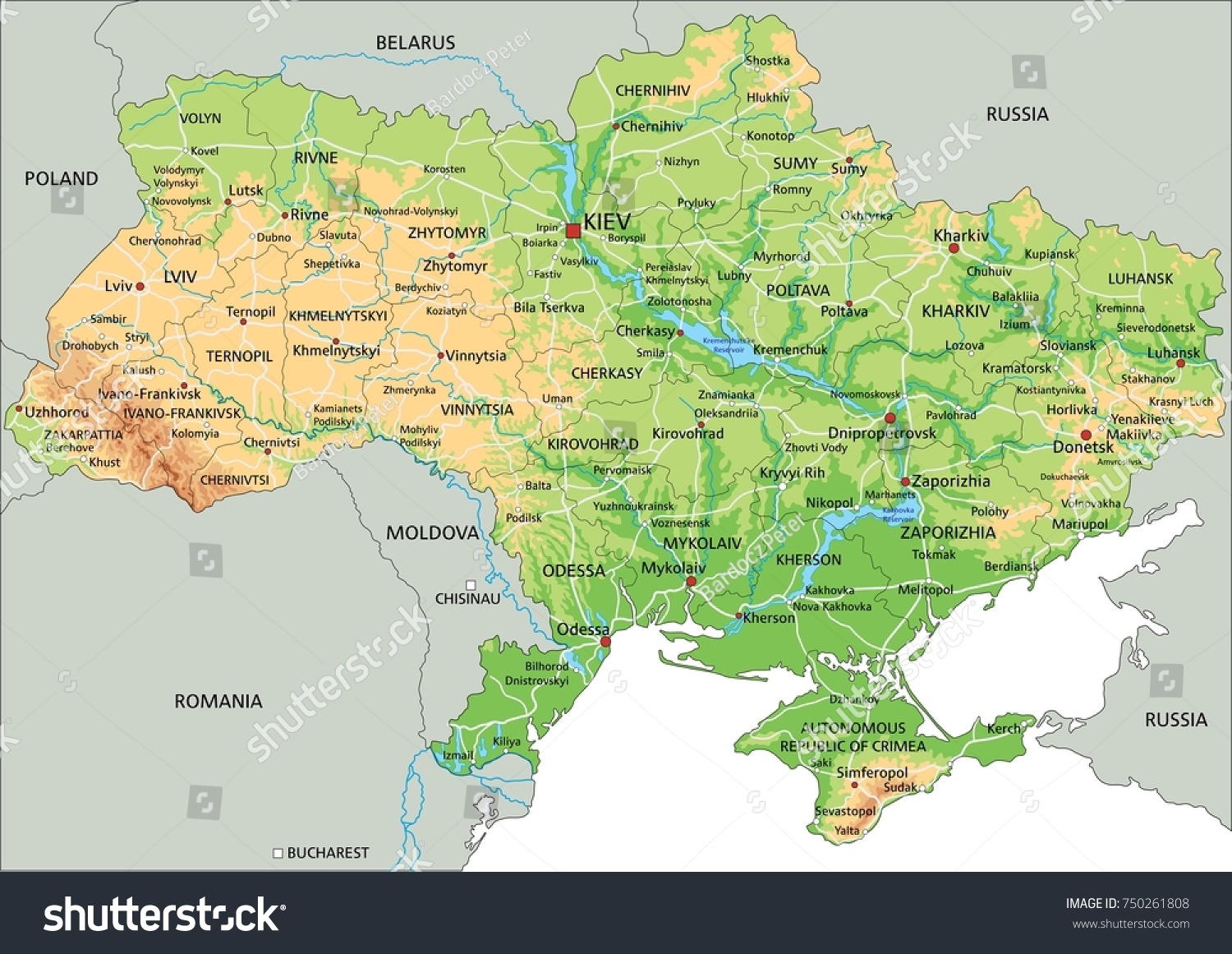 high-detailed-ukraine-physical-map-with-labeling-royalty-free-stock