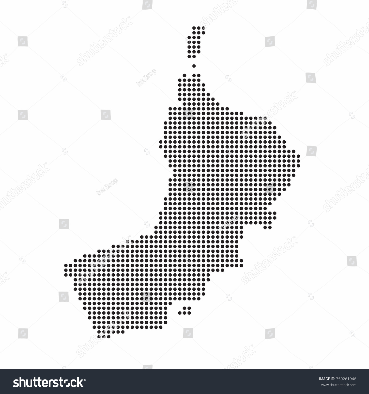 Oman Country Map Made From Abstract Halftone Dot Royalty Free Stock Vector 750261946 