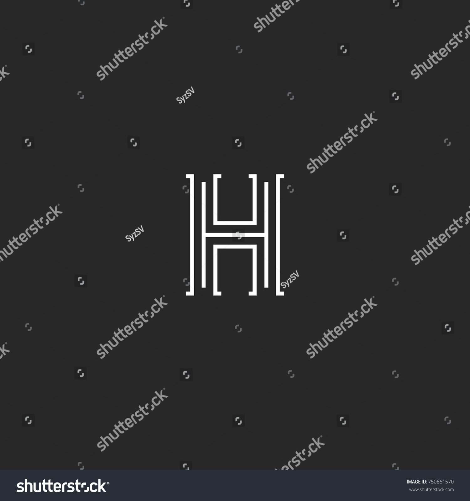 Medieval Style Serifs Font Letter H Logo - Royalty Free Stock Vector 